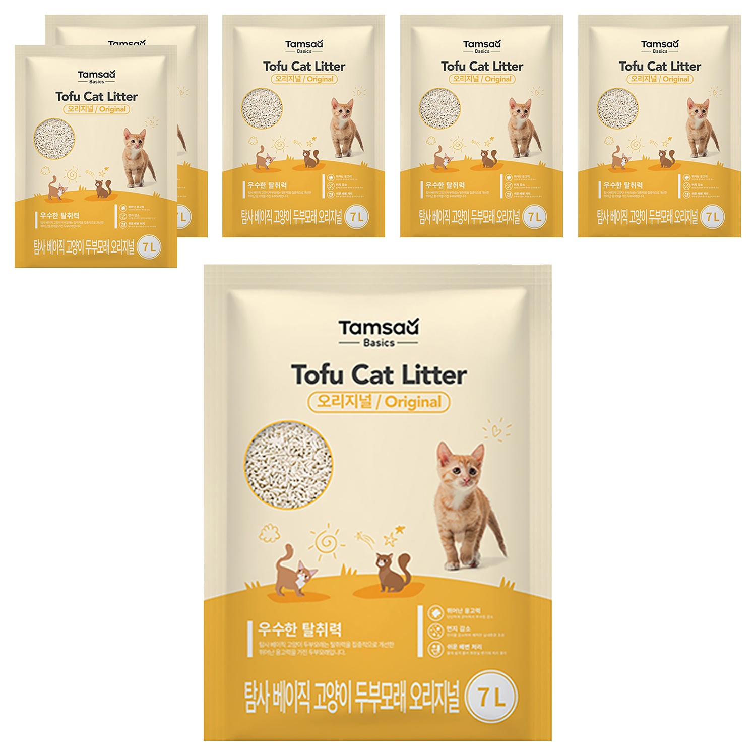 Tamsaa Basics 豆腐貓砂, 經典香, 7L, 6包