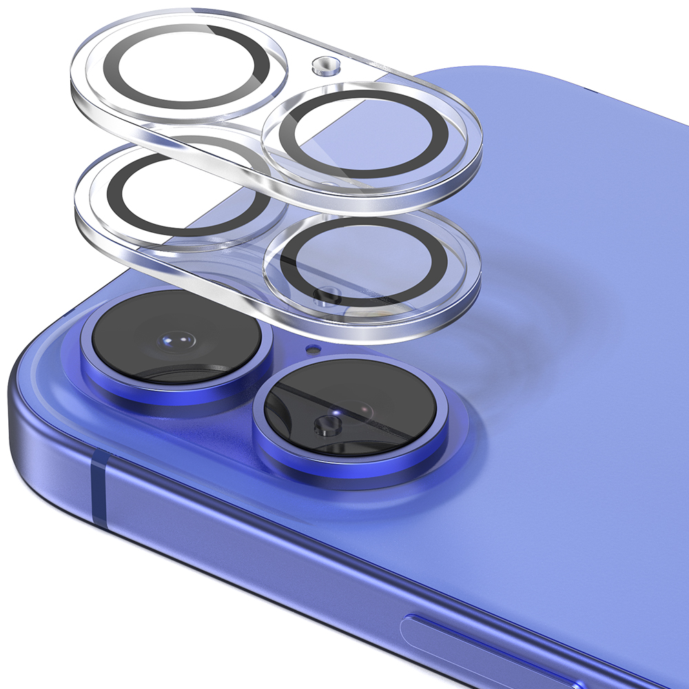 SINJIMORU iPhone 防光暈相機鏡頭鋼化玻璃黑環保護貼 2片組, 1套